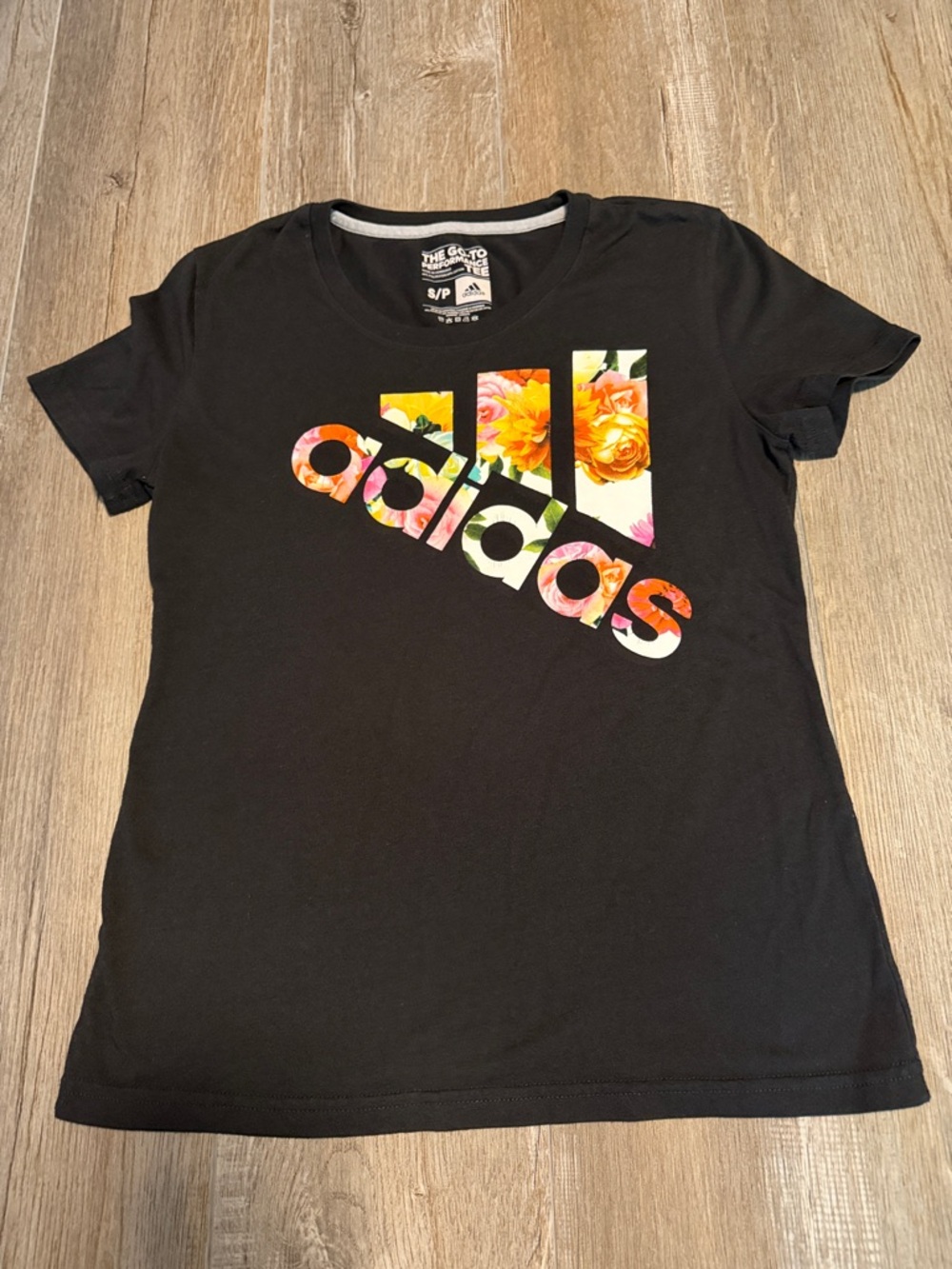 adidas Climalite Black Tee with Floral Logo